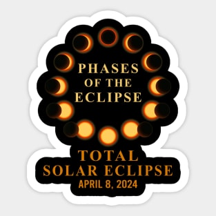 Total Solar Eclipse 2024,Phases of Total Solar Eclipse April 8, 2024 Cool Sticker